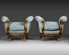 A PAIR OF FRENCH LOUIS XV STYLE GILT WOOD POUFS, LATE 19TH CENTURY