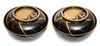 A set of two large black lacquered bowls with cover