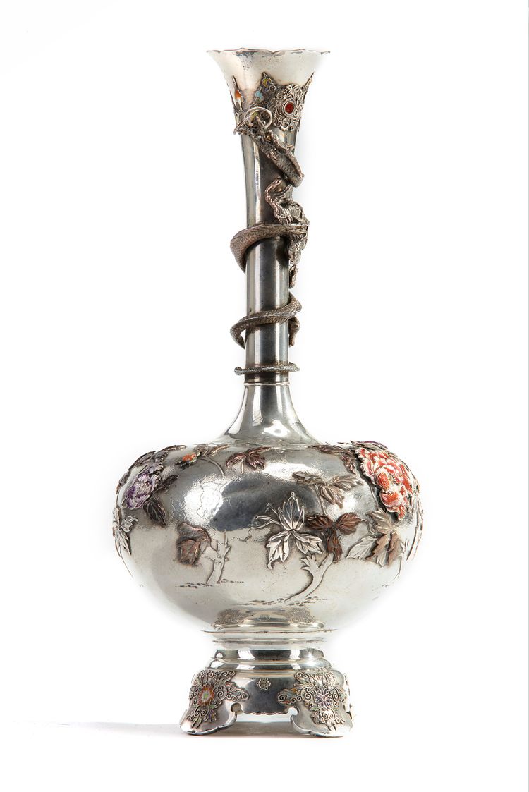 A Japanese silver 'flower' vase