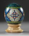 A PAINTED OSTRICH EGG, TURKEY, 20TH CENTURY