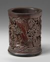 A Chinese carved bamboo 'scholars' brush pot, bitong