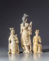 Three Chinese ivory carvings of a lady