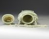 A Chinese pale celadon jade vase and cover