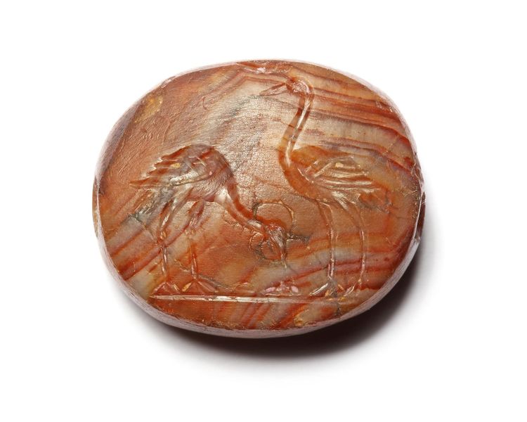 A GREEK SCARABOID WITH HERONS, CIRCA 4TH CENTURY B.C.