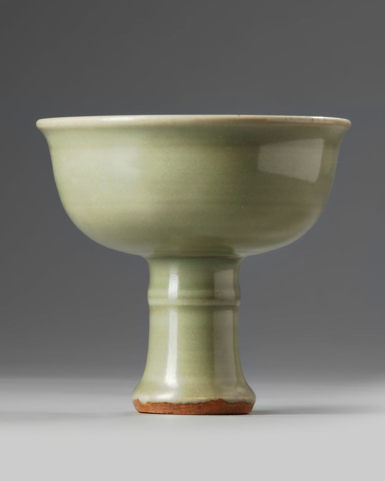 A Chinese celadon glazed stemcup