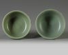 A SIMILAR PAIR OF CHINESE CELADON GLAZED STEMCUPS, LATE YUAN, EARLY MING DYNASTY, 14TH CENTURY