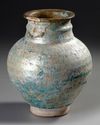 A KASHAN TURQUOISE GLAZED POTTERY STORAGE JAR, CENTRAL PERSIA, 12TH CENTURY