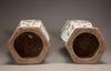 A pair of hexagonal famille rose vases