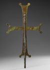 A BRONZE PROCESSION BLACK PATINA BYZANTINE CROSS