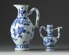 Two Chinese blue and white ewers