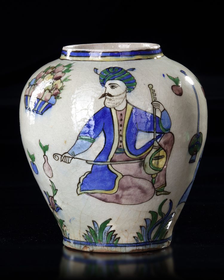 A QAJAR POTTERY JAR, PERSIA 19TH CENTURY