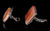 TWO AGATE SEAL SILVER STAMPS