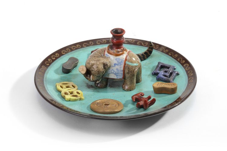 A Chinese famille rose 'elephant' incense holder