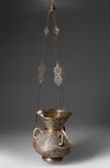 A MAMLUK-STYLE SILVER INLAID BRASS MOSQUE LAMP, SYRIA OR EGYPT 19TH CENTURY