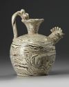 A Chinese marbled chicken head ewer