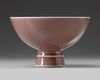 A CHINESE PEACHBLOOM-GLAZED STEM BOWL