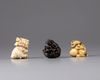 Three Shishi shaped netsukes