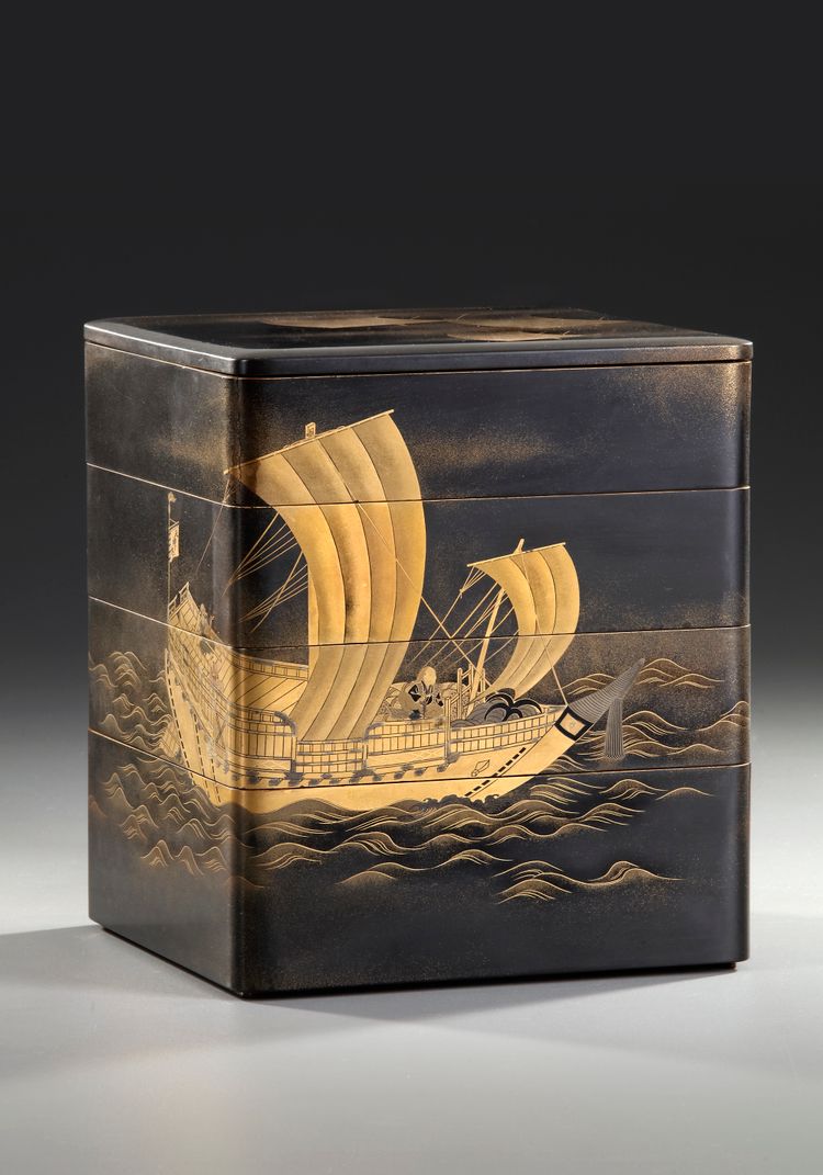 A JAPANESE FOUR-TIER LACQUER BOX (JUBBAKO), EDO PERIOD 18TH-19TH CENTURY