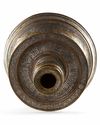 A LARGE MAMLUK STYLE SILVER INLAID BRASS CANDLESTICK, 19TH CENTURY
