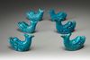 Six Chinese turquoise-enamelled 'dragon carp' water droppers