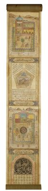 AN OTTOMAN ILLUMINATED HAJJ SCROLL, WRITTEN BY ISMAEL AHMED IN MECCA, DATED DHU HIJJA 1231 AH/1816 AD
