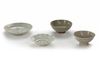 FIVE CHINESE PORCELAIN DISHES AND BOWLS, YUAN DYNASTY AND LATER