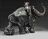 A LARGE JAPANESE BRONZE ELEPHANT AND TIGER GROUP, MEIJI PERIOD (1868-1912)