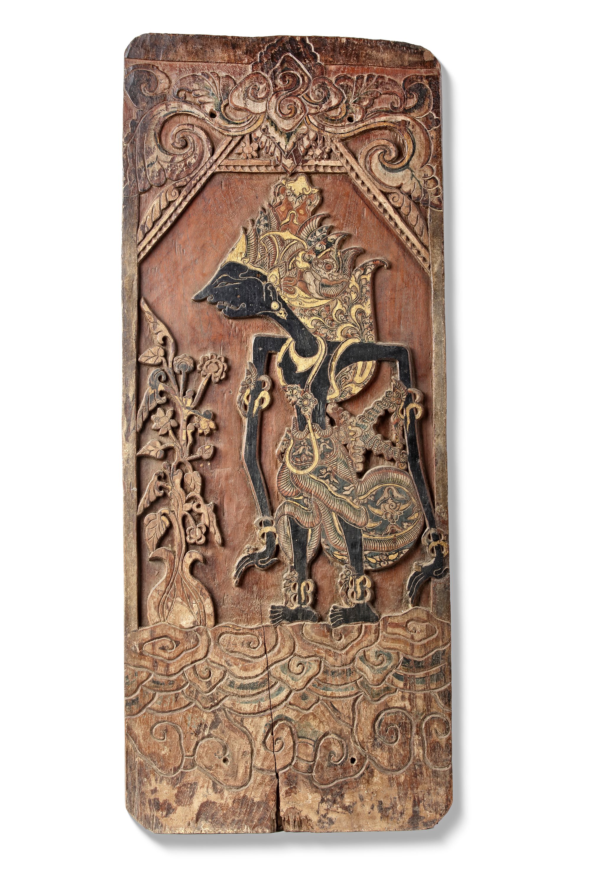 Java. Relief panel with painting on verso