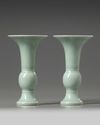 A pair of Chinese celadon-glazed gu vases