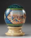 A PAINTED OSTRICH EGG, TURKEY, 20TH CENTURY
