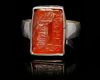 AN AGATE SEAL SILVER RING