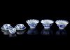A GROUP OF SIX CHINESE BLUE AND WHITE PORCELAIN VESSELS, 18TH CENTURY
