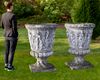 A PAIR LARGE COMPOSITION STONE GARDEN URNS, LATE 20TH CENTURY