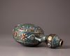 A Chinese cloisonne enamel turquoise-ground 'Eight Buddhist Emblems' moonflask