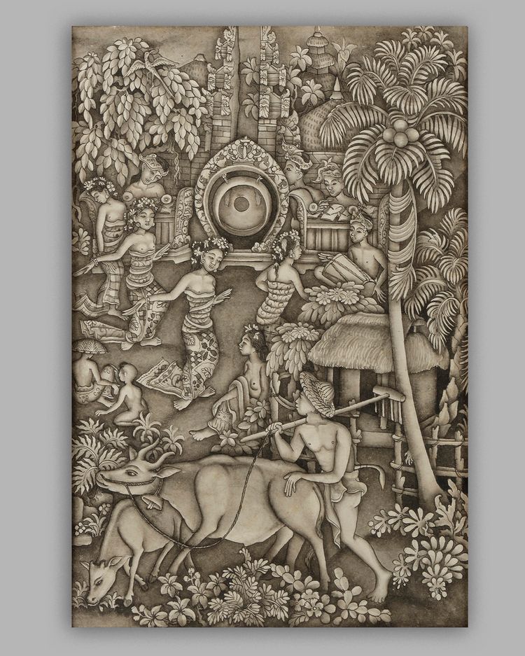 A BALINESE PAINTING BATUAN 1948 BY J. DJATA