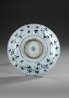 A SAFAVID BLUE AND WHITE POTTERY DISH, PERSIA, 17TH CENTURY