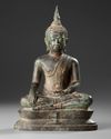 A SEATED BRONZE BUDDHA U-THONG STYLE, THAILAND, 19TH CENTURY