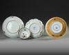 A CHINESE FAMILLE VERTE CUP AND THREE SAUCERS, KANGXI PERIOD