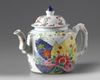A Chinese famille rose 'Tobacco leaf'-style teapot