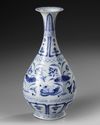 A CHINESE BLUE AND WHITE YUHUCHUNPING VASE, YUAN DYNASTY OR LATER