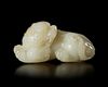 A MYTHICAL ANIMAL WHITE JADE, CINA, QING DYNASTY (1644–1912)