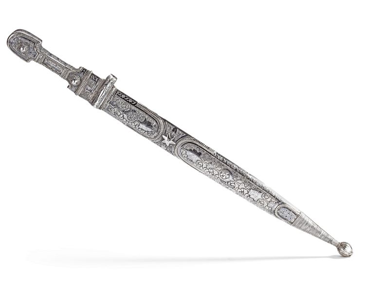 A LARGE NIELLO SILVER-MOUNTED STEEL DAGGER (KINDJAL), CAUCASUS, 19TH CENTURY