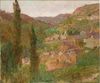 FRENCH SCHOOL, MID-20TH CENTURY, HOUSES IN A MOUNTAINOUS LANDSCAPE, OIL ON CANVAS
