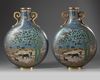 A PAIR OF CHINESE CLOISONNÉ ENAMEL MOON-FLASKS, CHINA, QING DYNASTY (1644-1911)