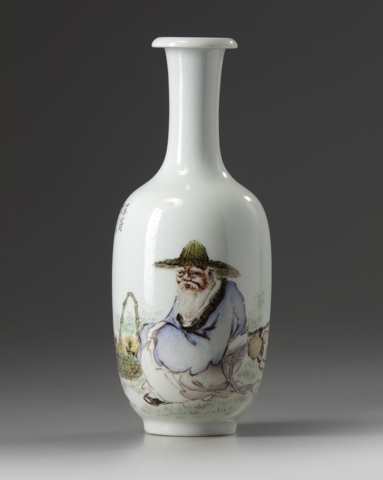 A Chinese famille rose figural vase