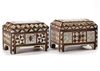 TWO OTTOMAN MOTHER-OF-PEARL AND TORTOISESHELL INLAID WOOD JEWELLERY BOXES, TURKEY, 18TH CENTURY