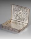 A CHINESE SILVER BOX WITH A BAS RELIEF FIGURE OF A PHOENIX, 19TH CENTURY