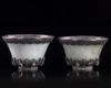 A PAIR OF MUGHAL JADE SILVER MOUNTED BOWLS, INDIA, 19TH-20TH CENTURY
