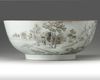 A Chinese grisaille-decorated 'hundred birds' punch bowl