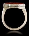 AN AGATE SEAL SILVER RING